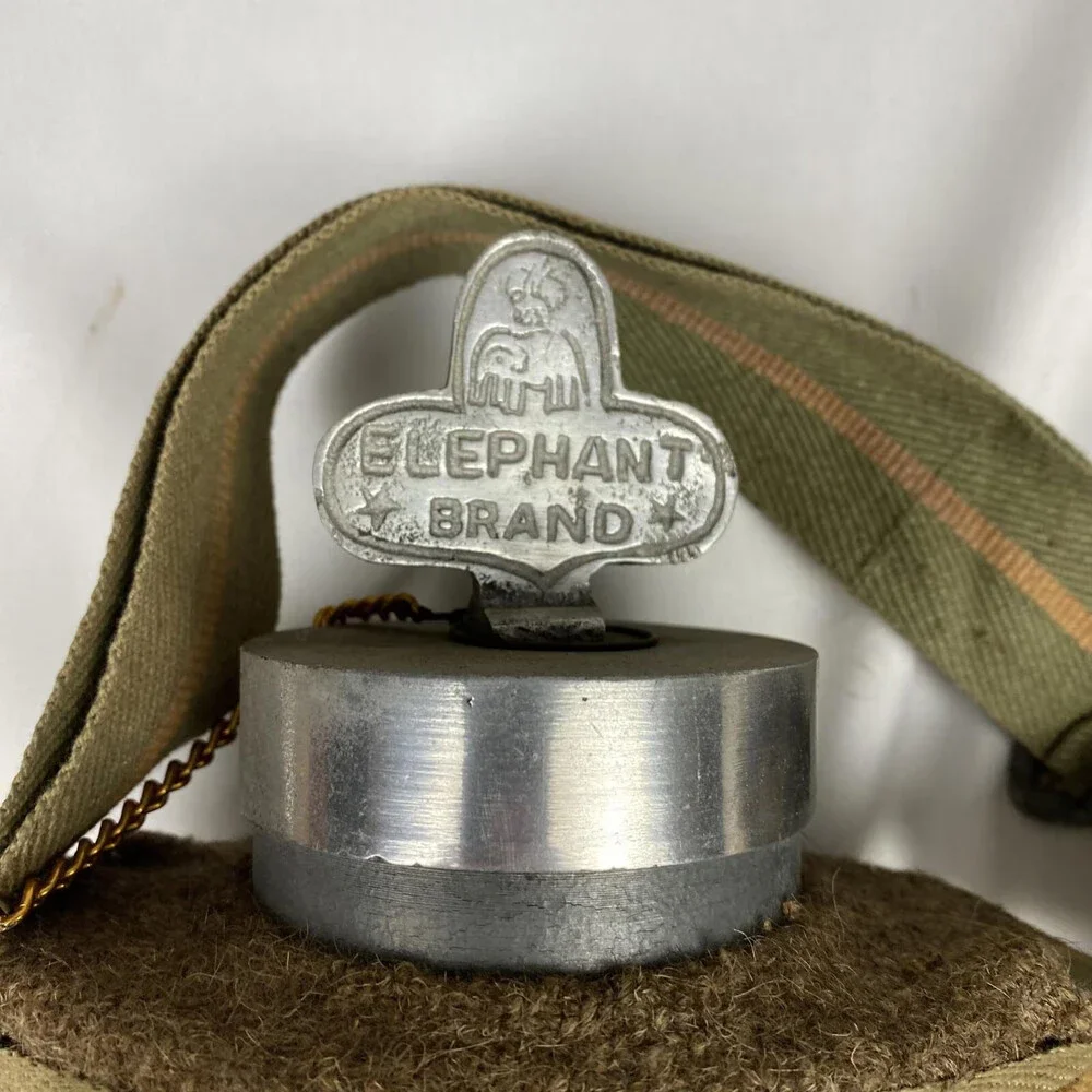 Pair Of Vintage Elephant Brand E. Pakistan Water Bottle Strap Wool Insulation